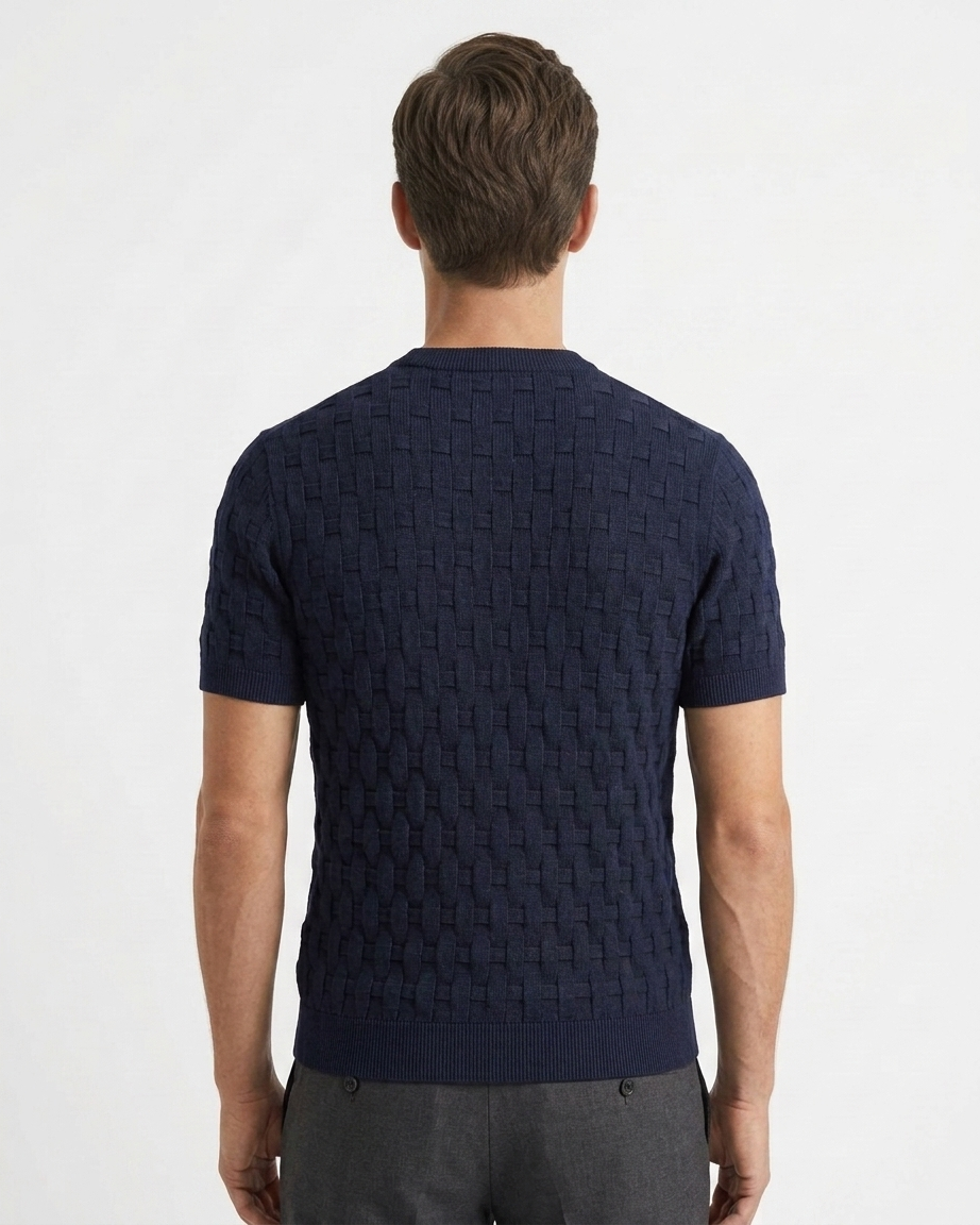 Kalidas Heritage Basket Weave Flat Knit T-Shirt – Midnight Navy