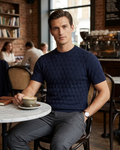Kalidas Heritage Basket Weave Flat Knit T-Shirt – Midnight Navy