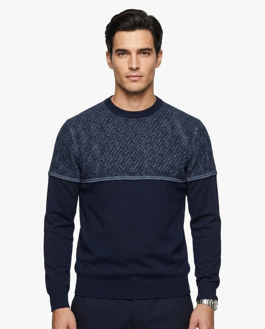 Kalidas Heritage Textured Flat Knit Sweater – Midnight Navy