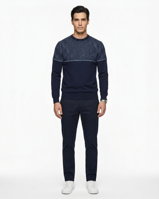 Kalidas Heritage Textured Flat Knit Sweater – Midnight Navy