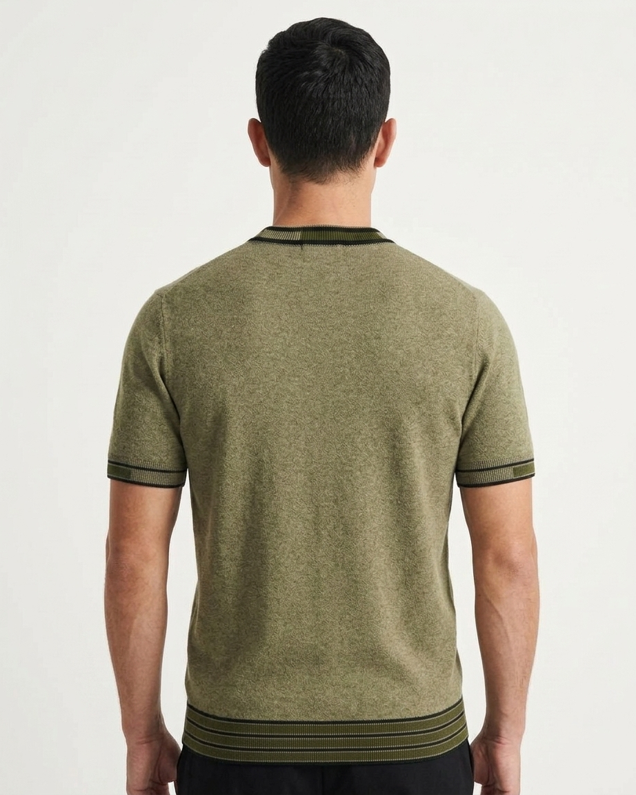Kalidas Heritage Flat Knit Crew Neck T-Shirt – Olive Heather
