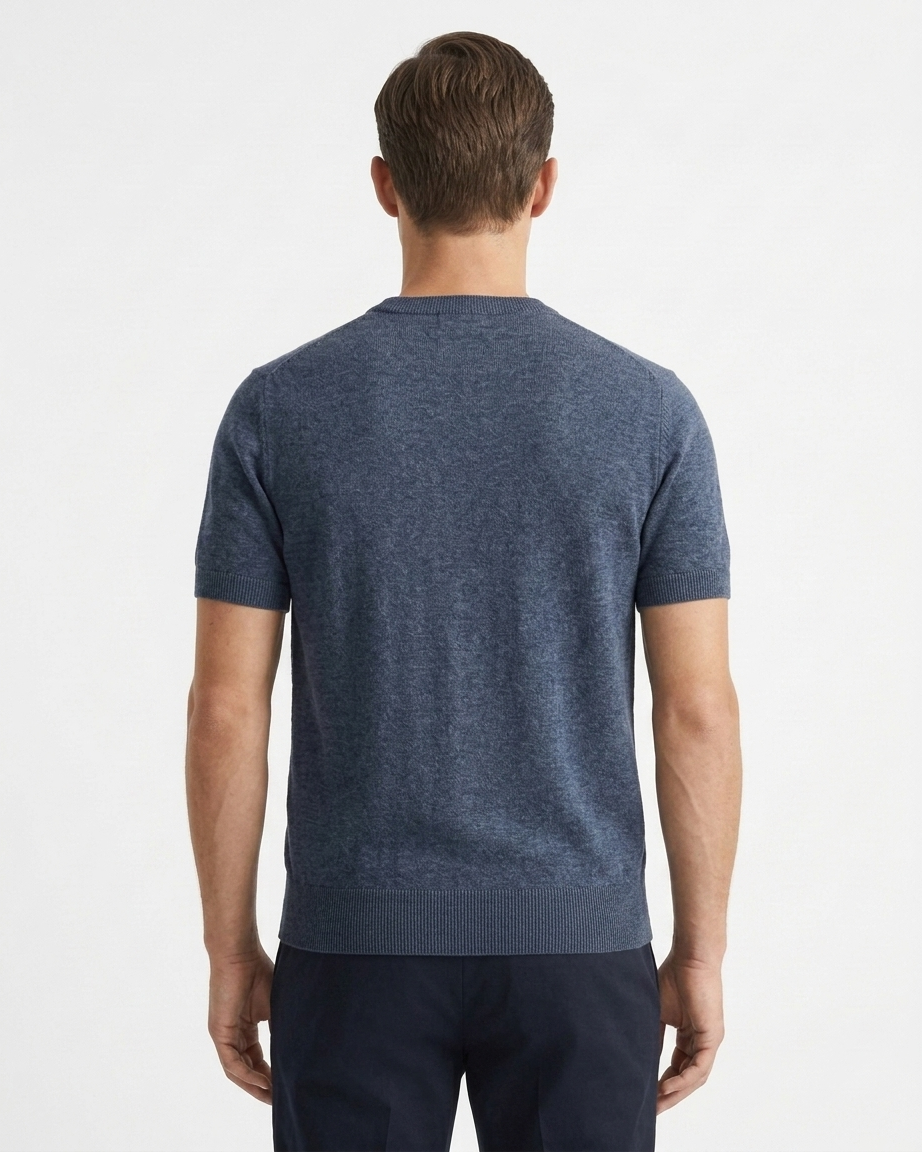 Kalidas Essential Flat Knit Crew Neck T-Shirt – Slate Blue