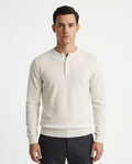 Kalidas Signature Henley Flat Knit Sweater – Ivory
