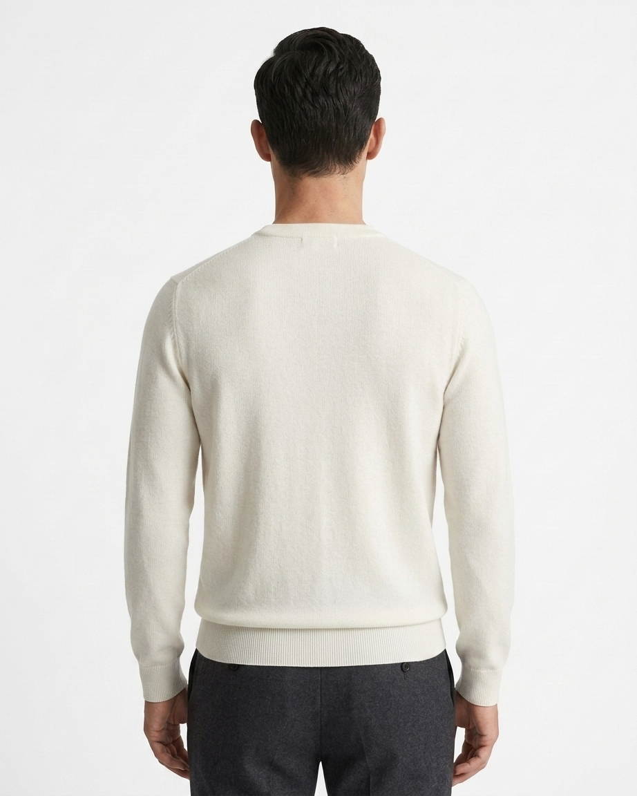 Kalidas Signature Henley Flat Knit Sweater – Ivory