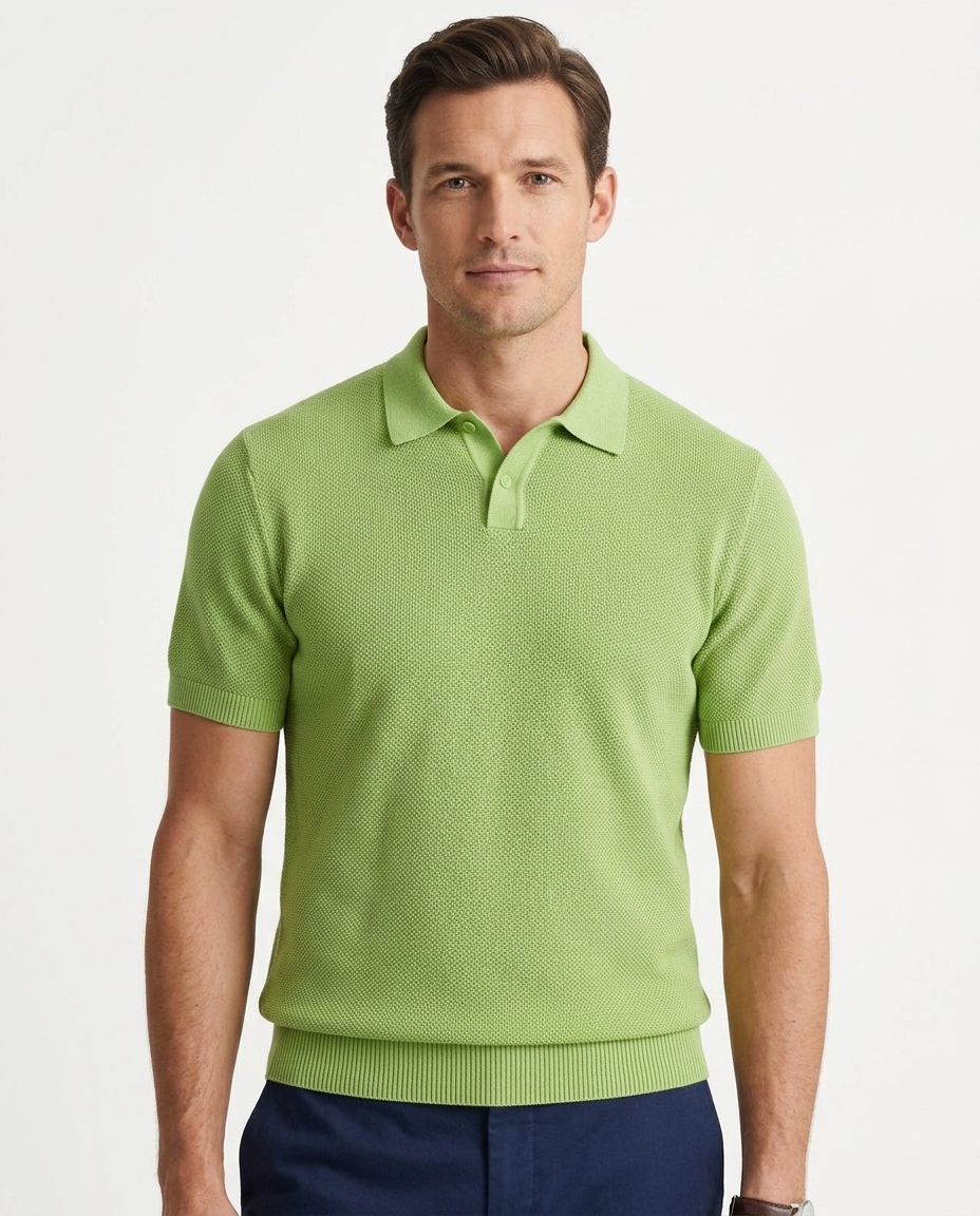 Kalidas AirMesh Flat Knit Polo – Pistachio Green