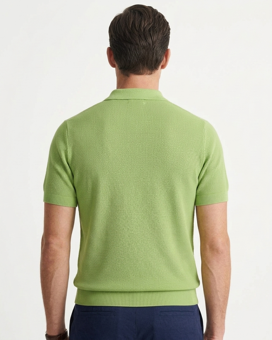 Kalidas AirMesh Flat Knit Polo – Pistachio Green