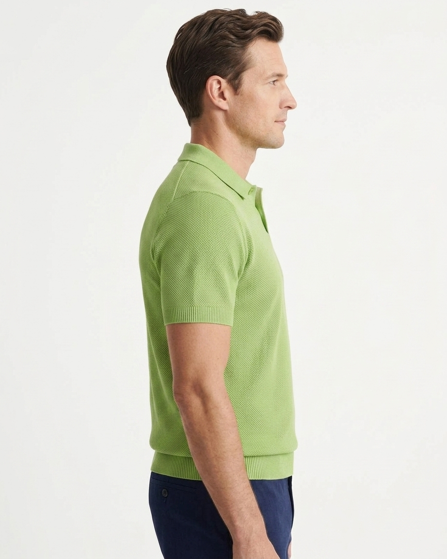 Kalidas AirMesh Flat Knit Polo – Pistachio Green