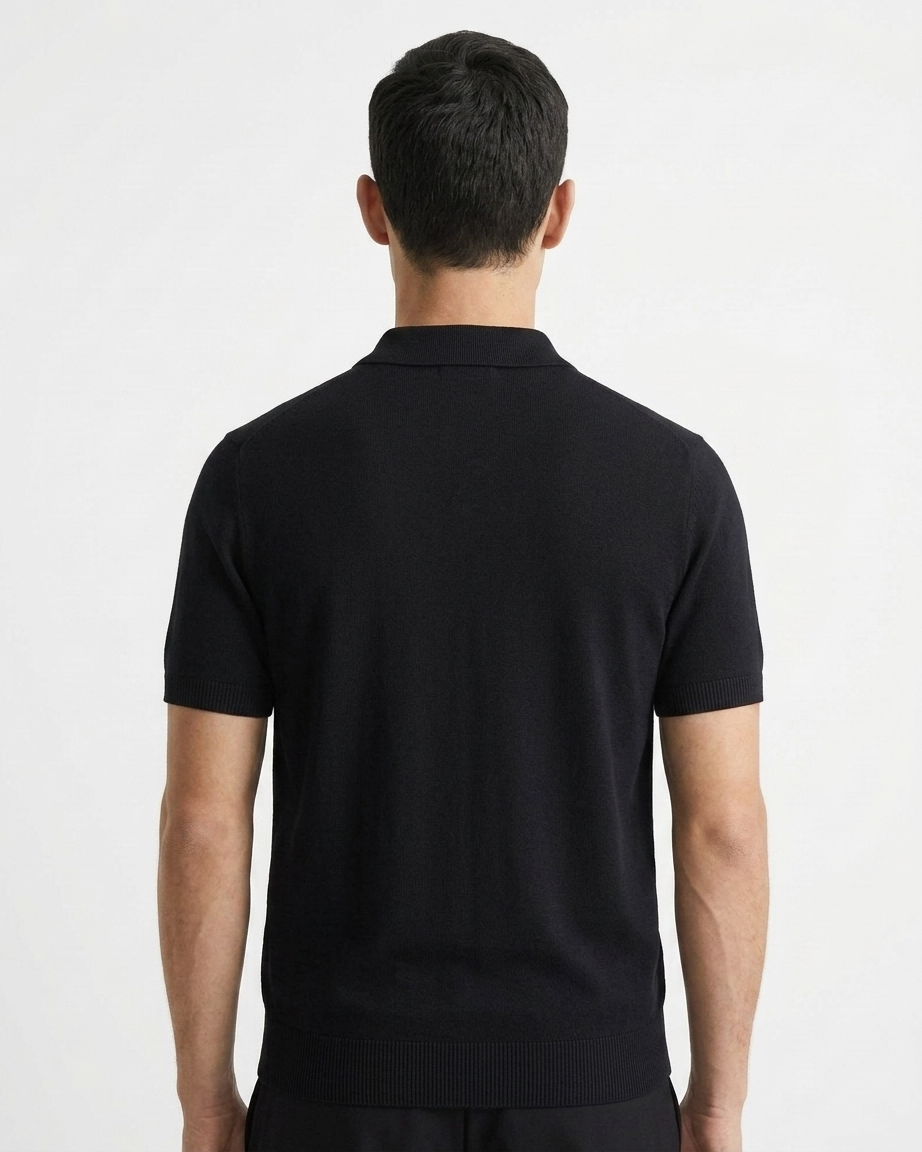Kalidas Essential Zip Polo – Midnight Black